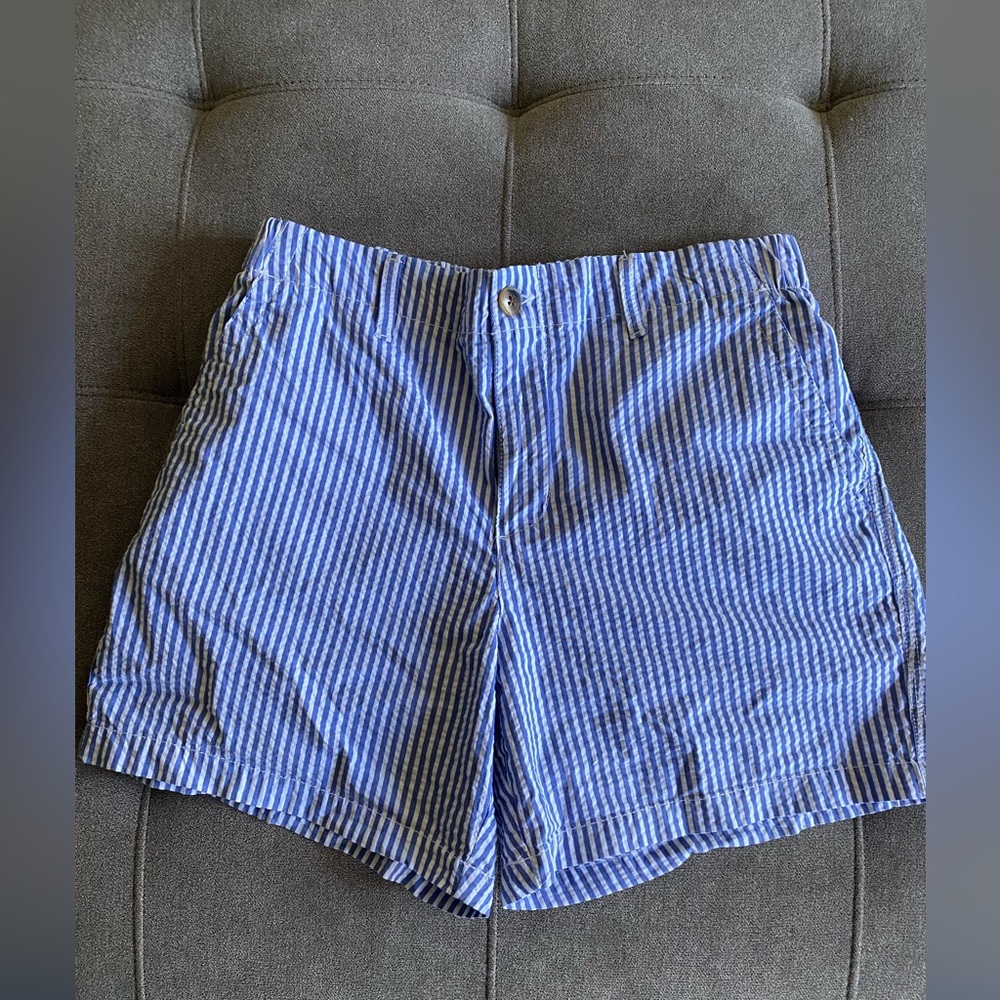 Blue and white striped shorts